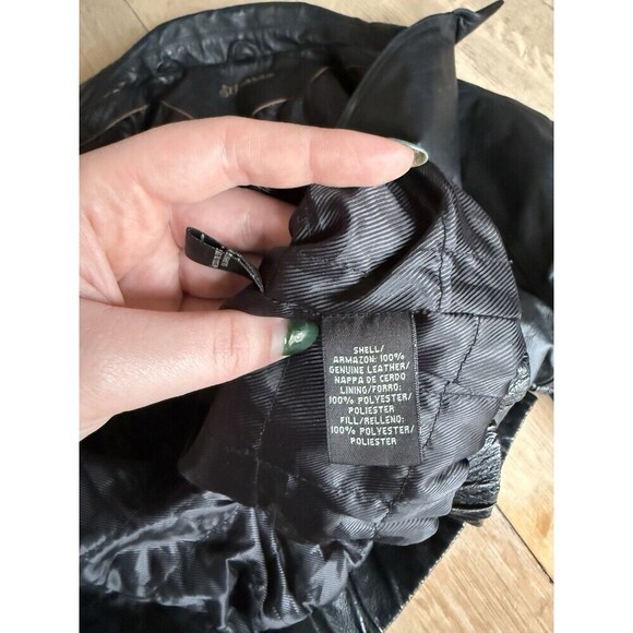 Mens St Johns Bay Black Leather Aviator Jacket Insulated Size XL GUC 6662 - Picture 4 of 5